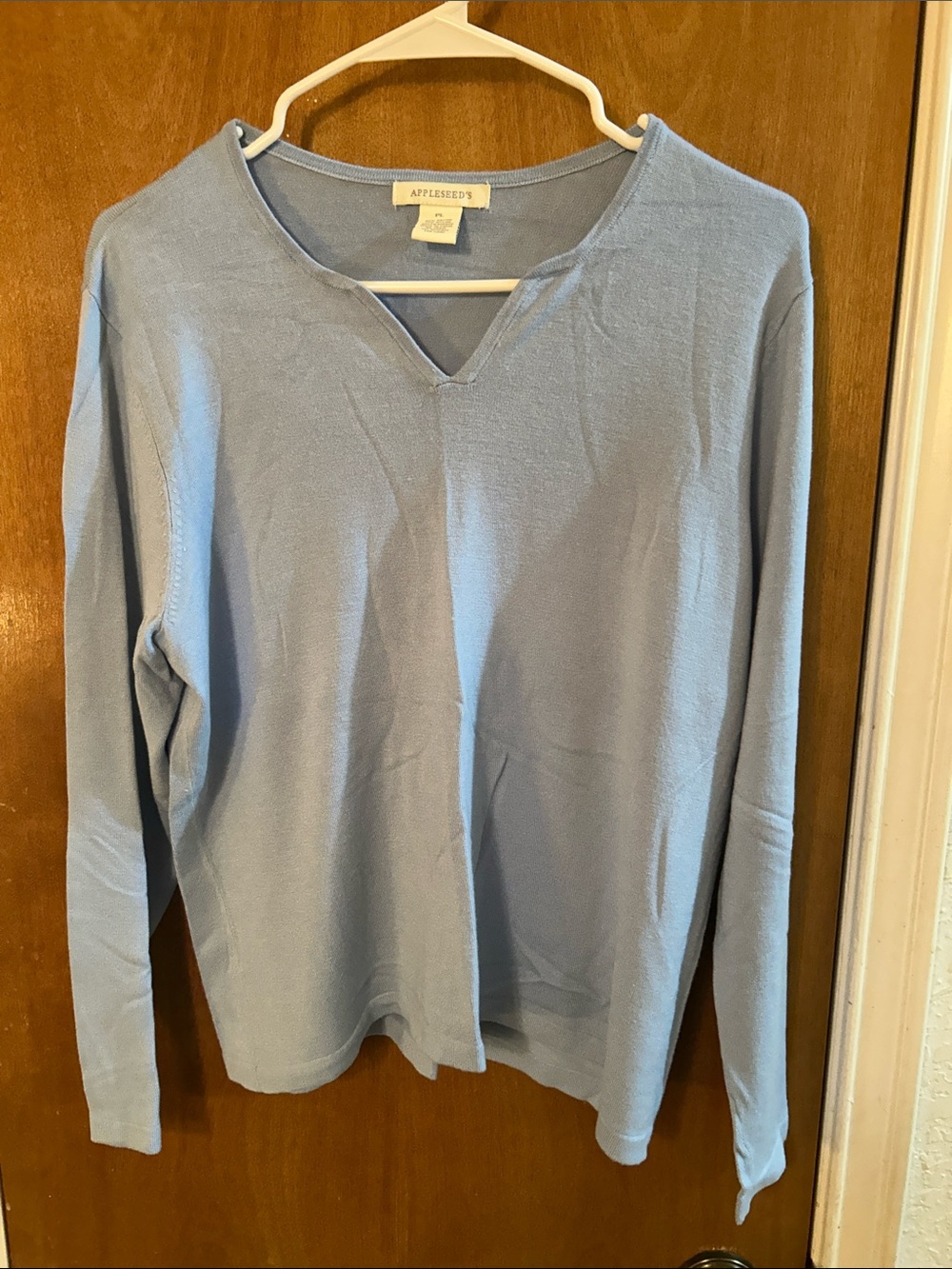 Appleseed's Light Blue V-Neck Notch Sweater